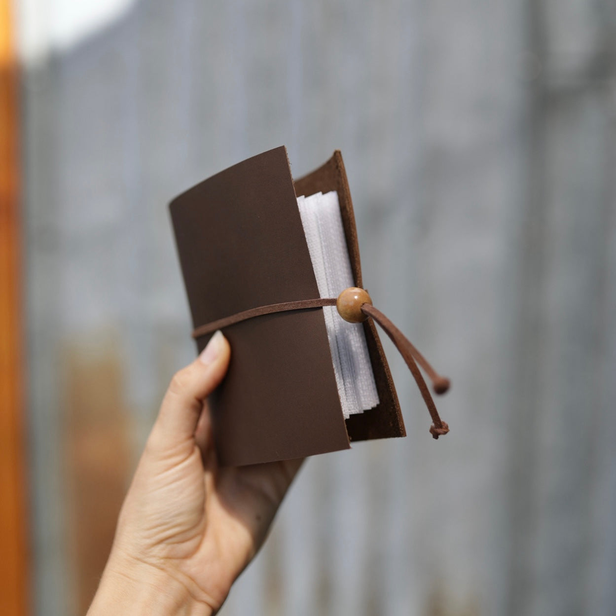 Polaroid Handmade Leather Photo Book in hand (Brown Bifold) - KWLeatherCo