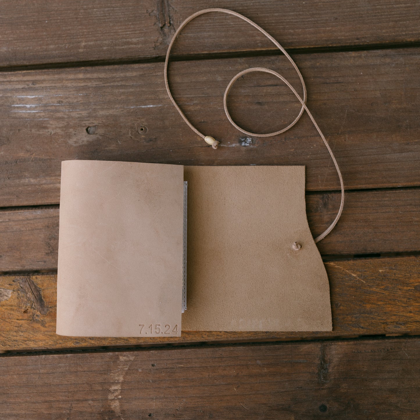 Polaroid Handmade Personalized Trifold Leather Photo Book Open (Sand) - KWLeatherCo