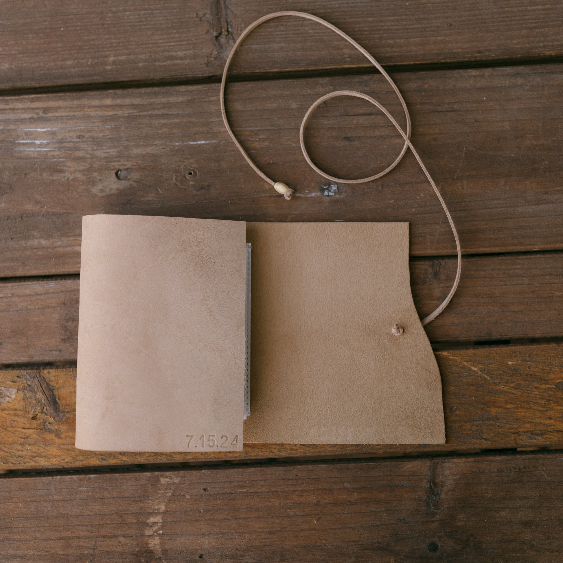 Polaroid Handmade Personalized Trifold Leather Photo Book Open (Sand) - KWLeatherCo