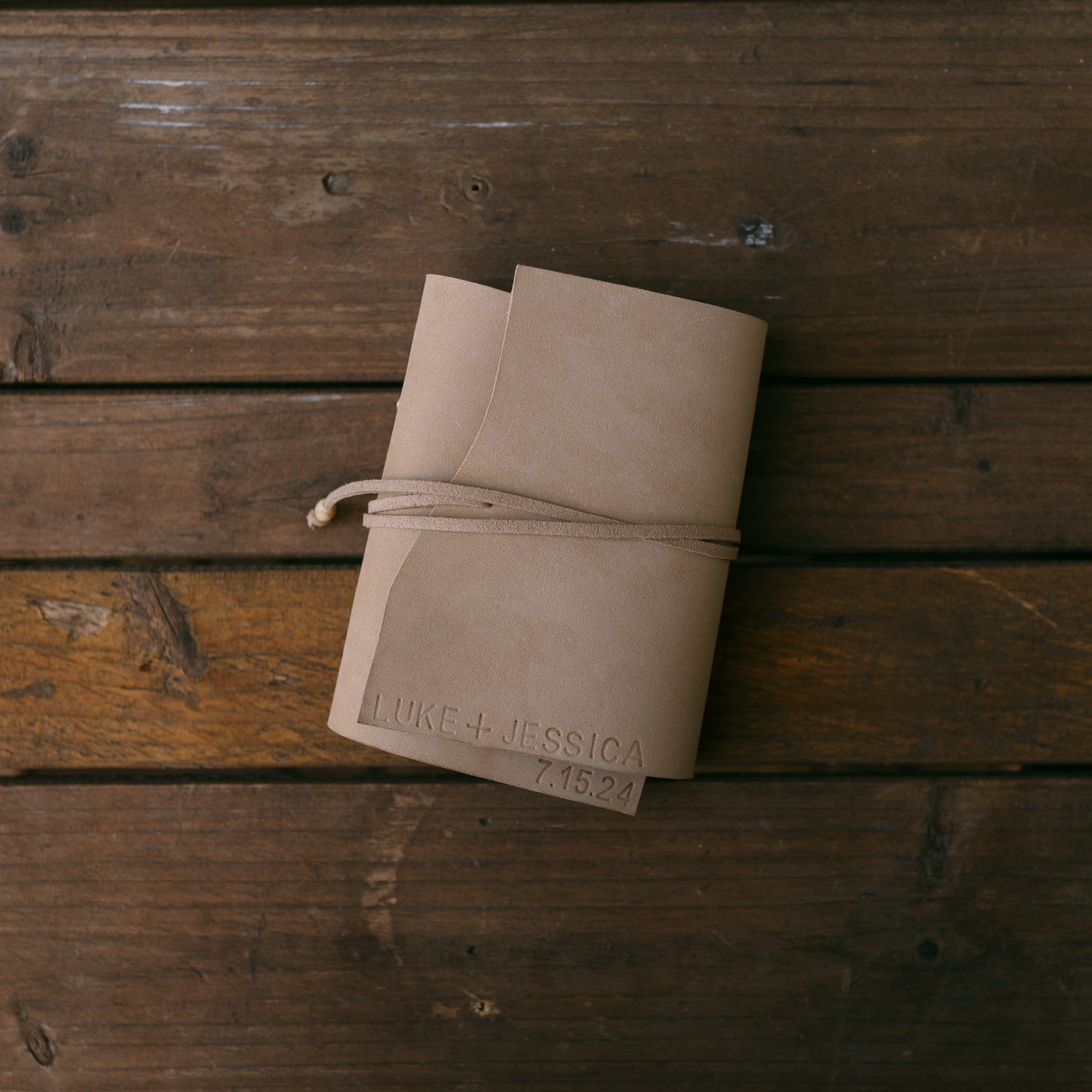 Polaroid Handmade Personalized Trifold Leather Photo Book (Sand) - KWLeatherCo